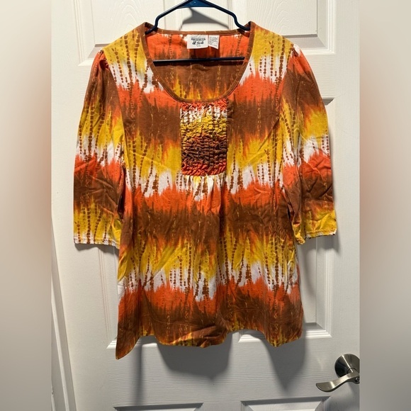 Spoiled Rotten Ladies Apparel Tops - Spoiled Rotten U.S.A Tie-dye Pattern 3/4 Sleeve Women’s Top XL